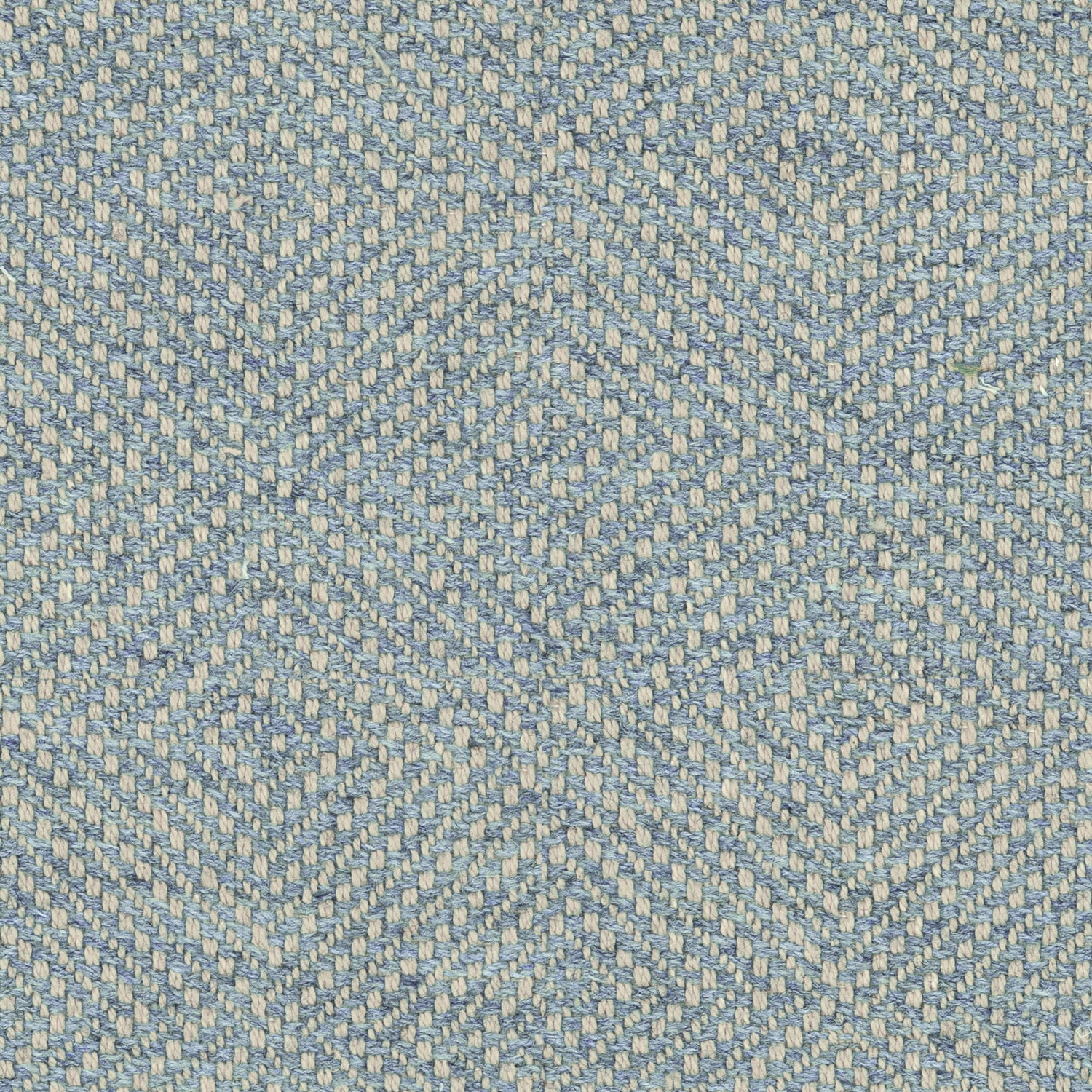 Light blue fabric for curtains and upholstery with a light neutral woven geometric design