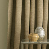 Curtain in a plain brown linen blend fabric