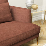 Sofa upholstered in a terracotta linen blend fabric