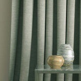 Curtains in a light grey linen mix fabric