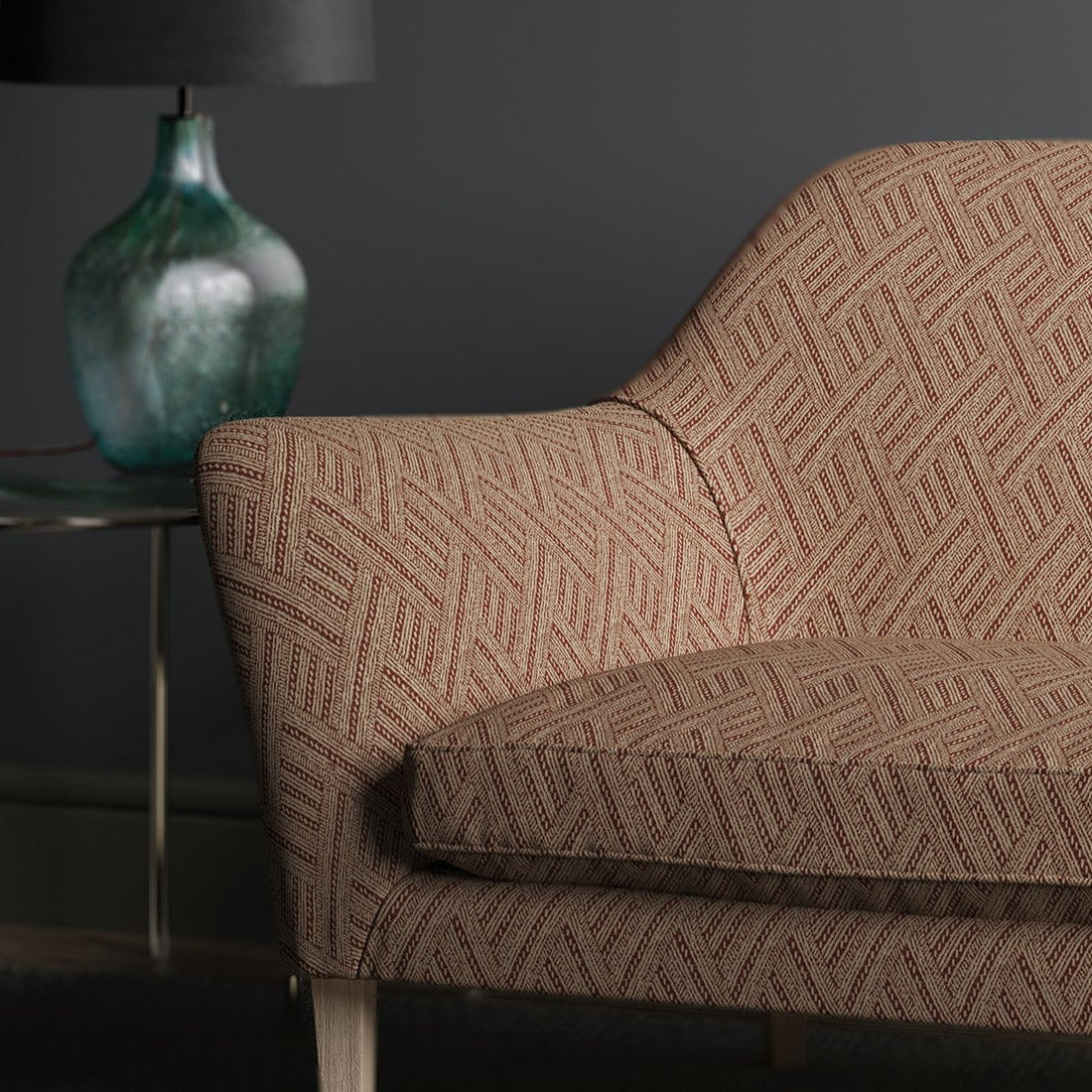 Sofa upholstered in Rumba, colourway Hot Sauce from Tango Weaves