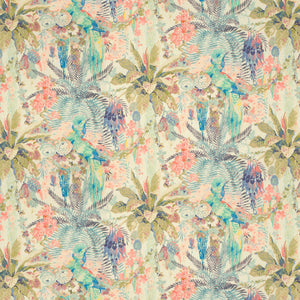 Sample of tropical design on pure linen fabric