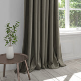 Curtain in a taupe cotton fabric with stain resistant finish