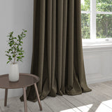 Curtain in a brown cotton washable furnishing fabric