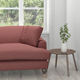 Sofa in a berry red plain cotton upholstery fabric