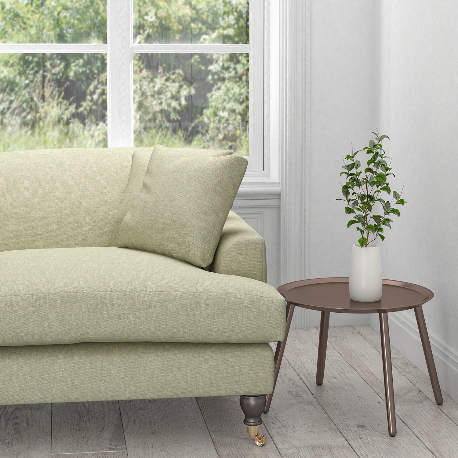 Sofa in a plain cream washable upholstery fabric