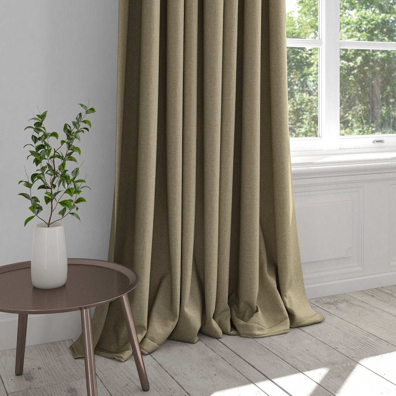Curtain in a brown plain cotton washable fabric
