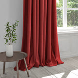 Curtain in a plain red cotton fabric for contract or domestic use