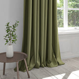 Curtain in a plain khaki green cotton fabric