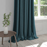 Plain ocean blue curtain in a cotton fabric