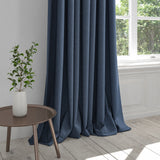Curtain in a midnight blue plain cotton fabric