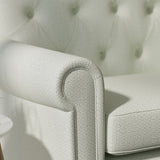 Sofa upholstered in a light blue Scandi-style semi-plain upholstery fabric with a stain resistant finish
