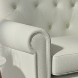 Sofa upholstered in a light grey Scandi-style semi-plain upholstery fabric with a stain resistant finish