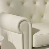 Sofa upholstered in a nude coloured Scandi-style semi-plain upholstery fabric with a stain resistant finish