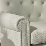 Contemporary sofa upholstered in a blue semi-plain Scandi-style upholstery fabric
