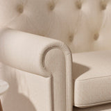 Sofa upholstered in a light pink Scandi-style semi-plain upholstery fabric with a stain resistant finish