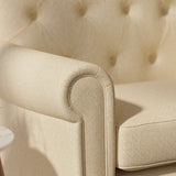 Sofa upholstered in a light yellow Scandi-style semi-plain upholstery fabric with a stain resistant finish