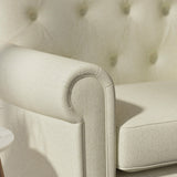 Sofa upholstered in a cream Scandi-style semi-plain upholstery fabric with a stain resistant finish