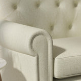 Sofa upholstered in a neutral Scandi-style semi-plain upholstery fabric with a stain resistant finish