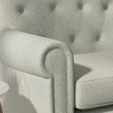 Sofa upholstered in a grey Scandi-style semi-plain upholstery fabric with a stain resistant finish