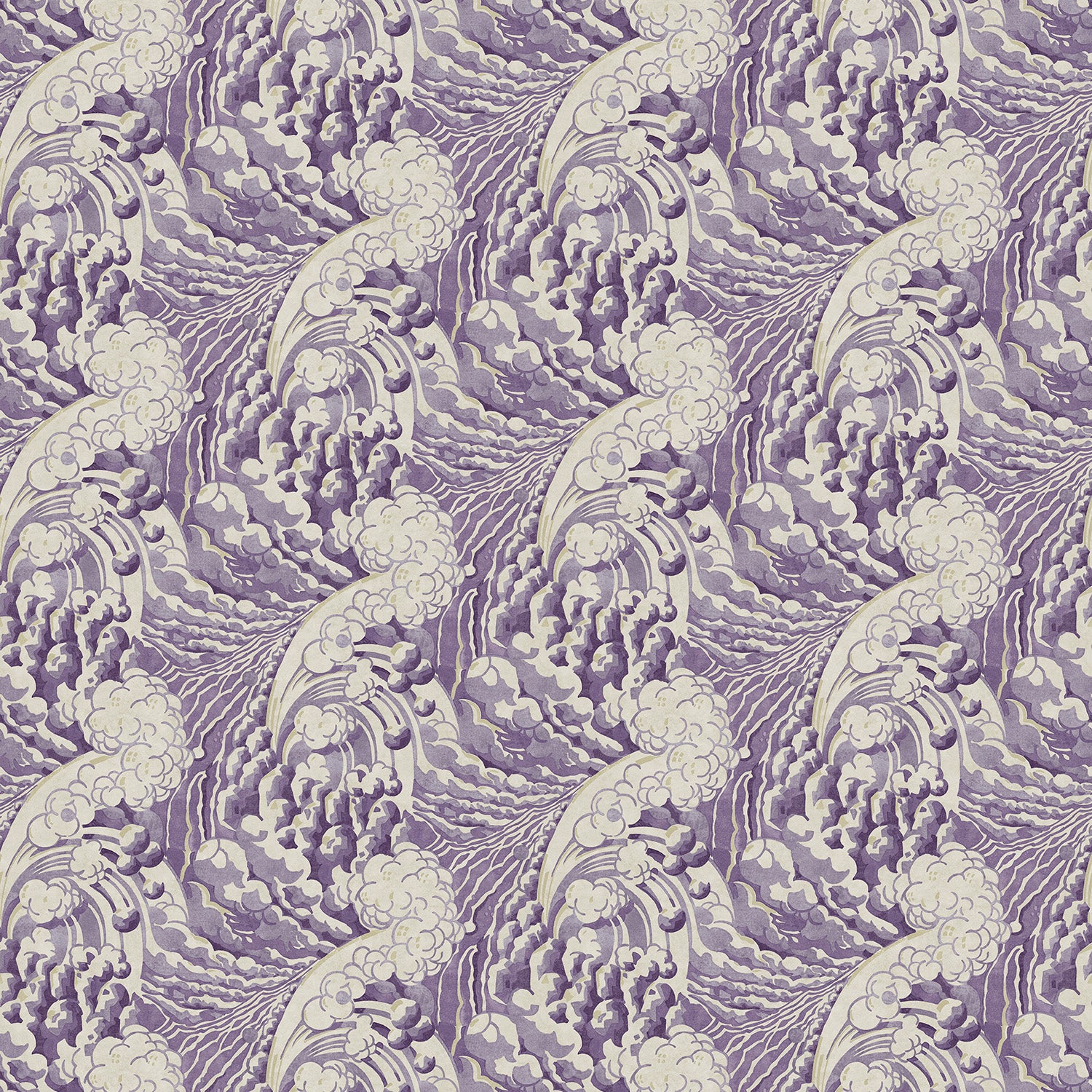 Fabric swatch of a purple velvet fabric with wave design, suitable for curtains and upholstery and with a stain resistant finish
