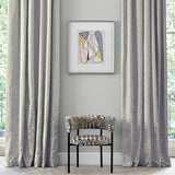 Curtain in luxury grey coloured silk and cotton fabric with swirl design