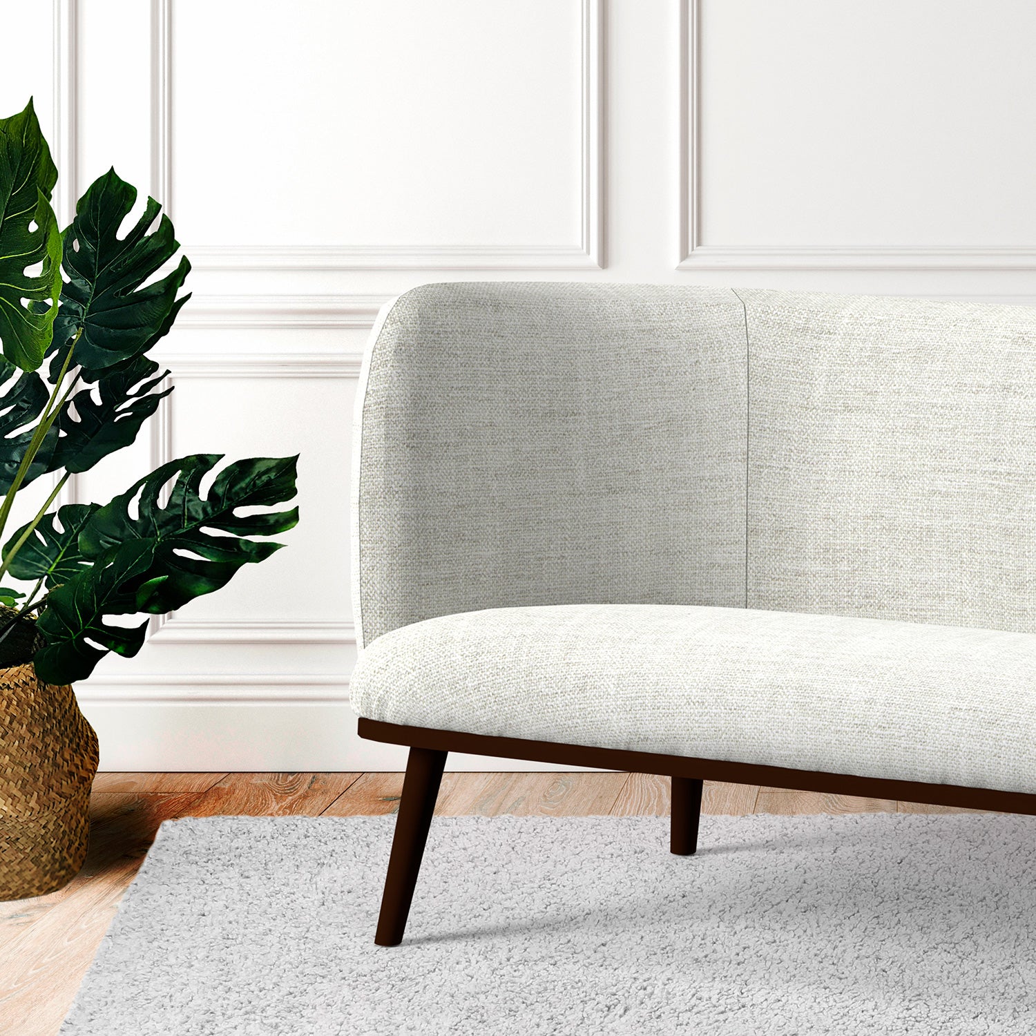 Sofa in a cream tweed style fabric for upholstery use