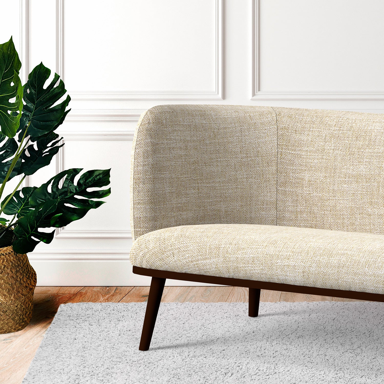 Sofa in a beige tweed style fabric for upholstery use