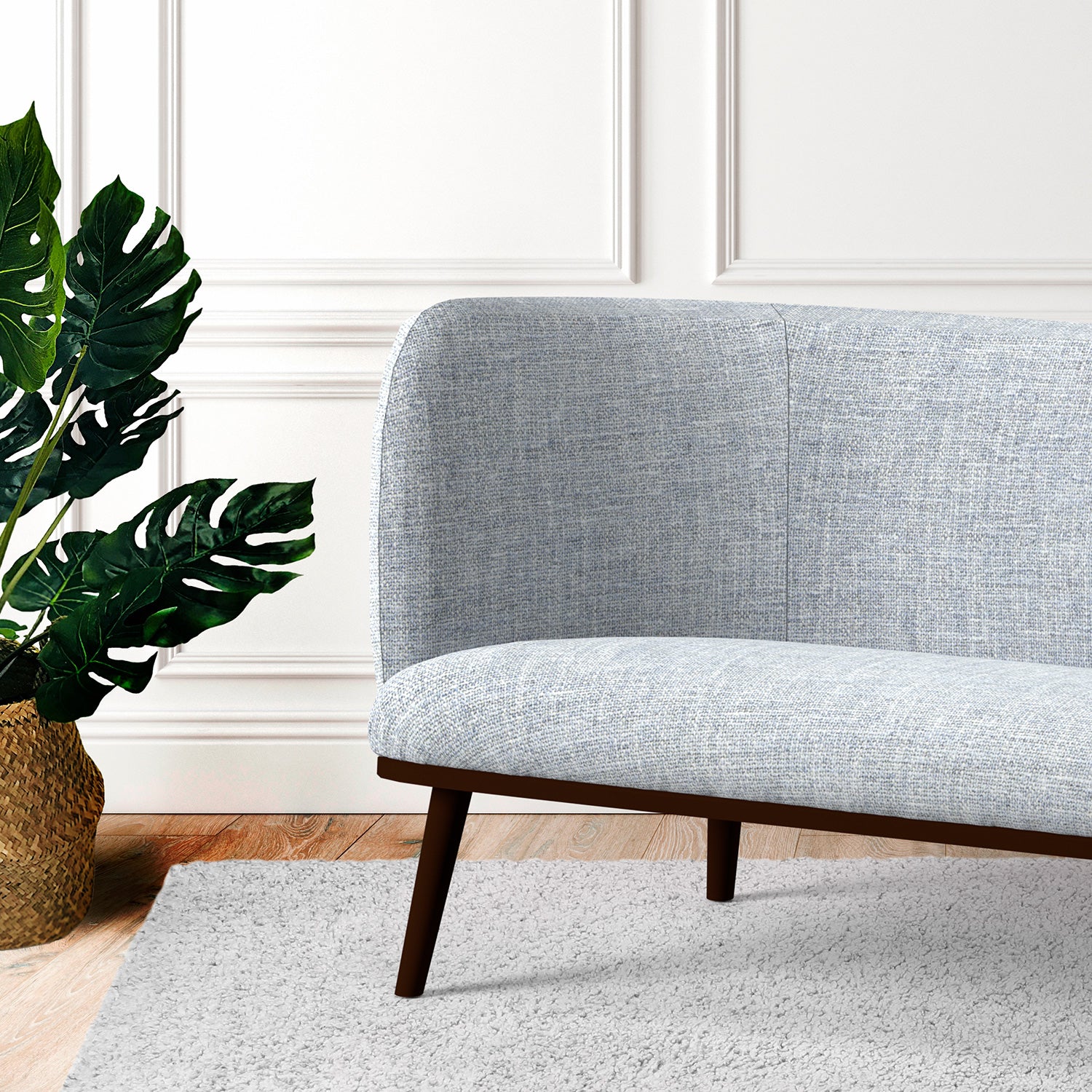 Sofa in a blue tweed style fabric for upholstery use