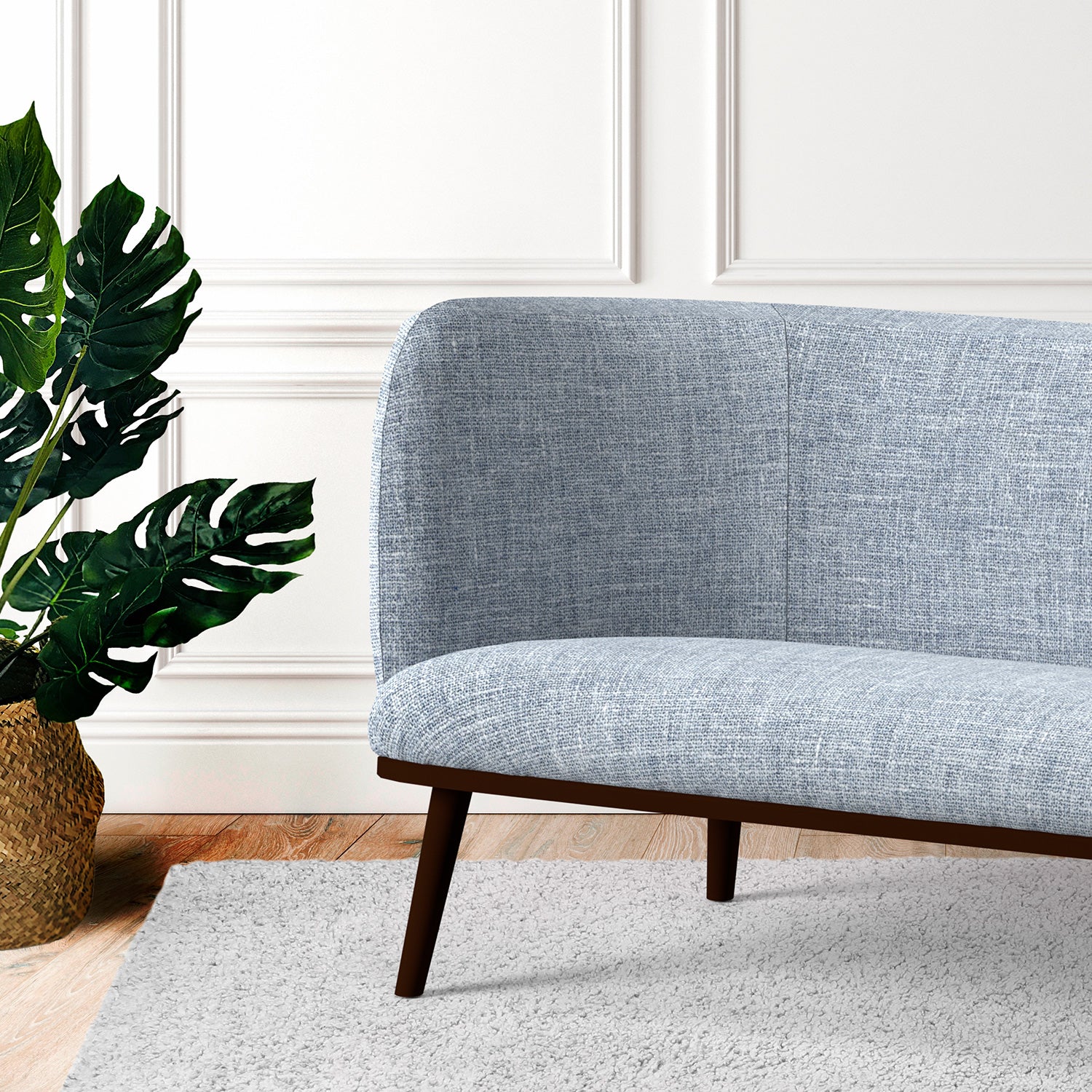 Sofa in a blue tweed style fabric for upholstery use