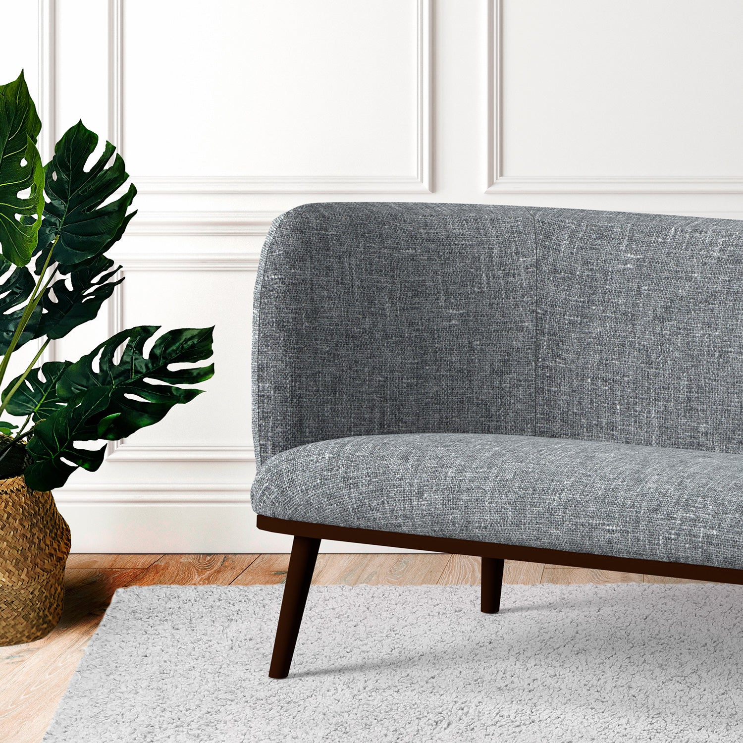 Sofa in a grey tweed style fabric for upholstery use
