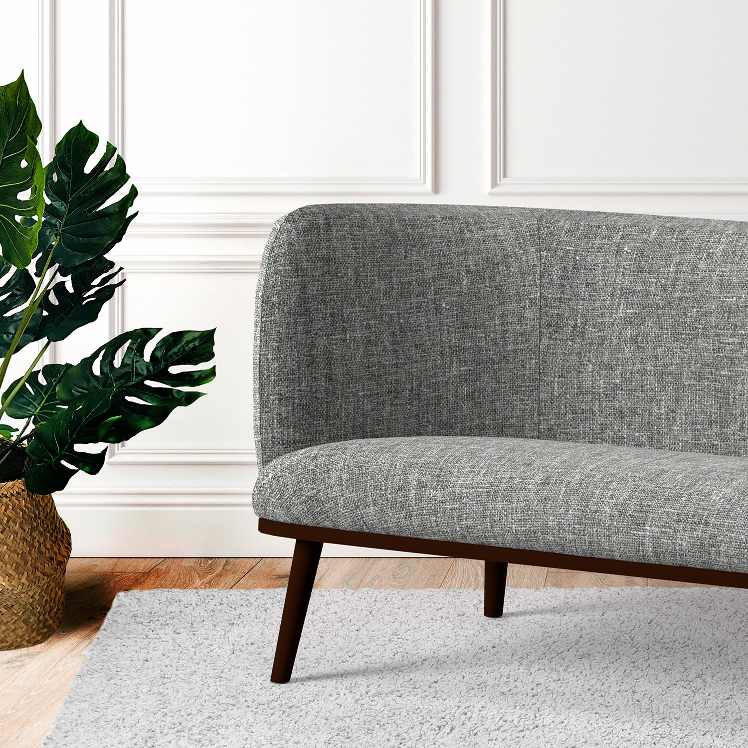Sofa in a grey tweed style fabric for upholstery use