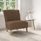 Chair upholstered in a stain resistant multicoloured fabric with a tweed design