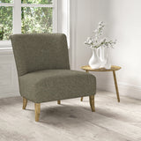 Chair upholstered in a stain resistant grey fabric with a tweed design