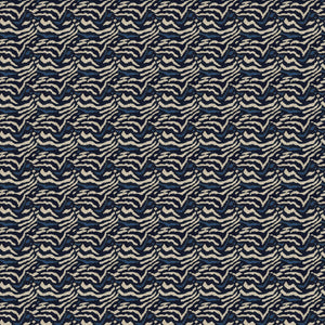Dark blue velvet fabric with animal print design with a stain resistant finish