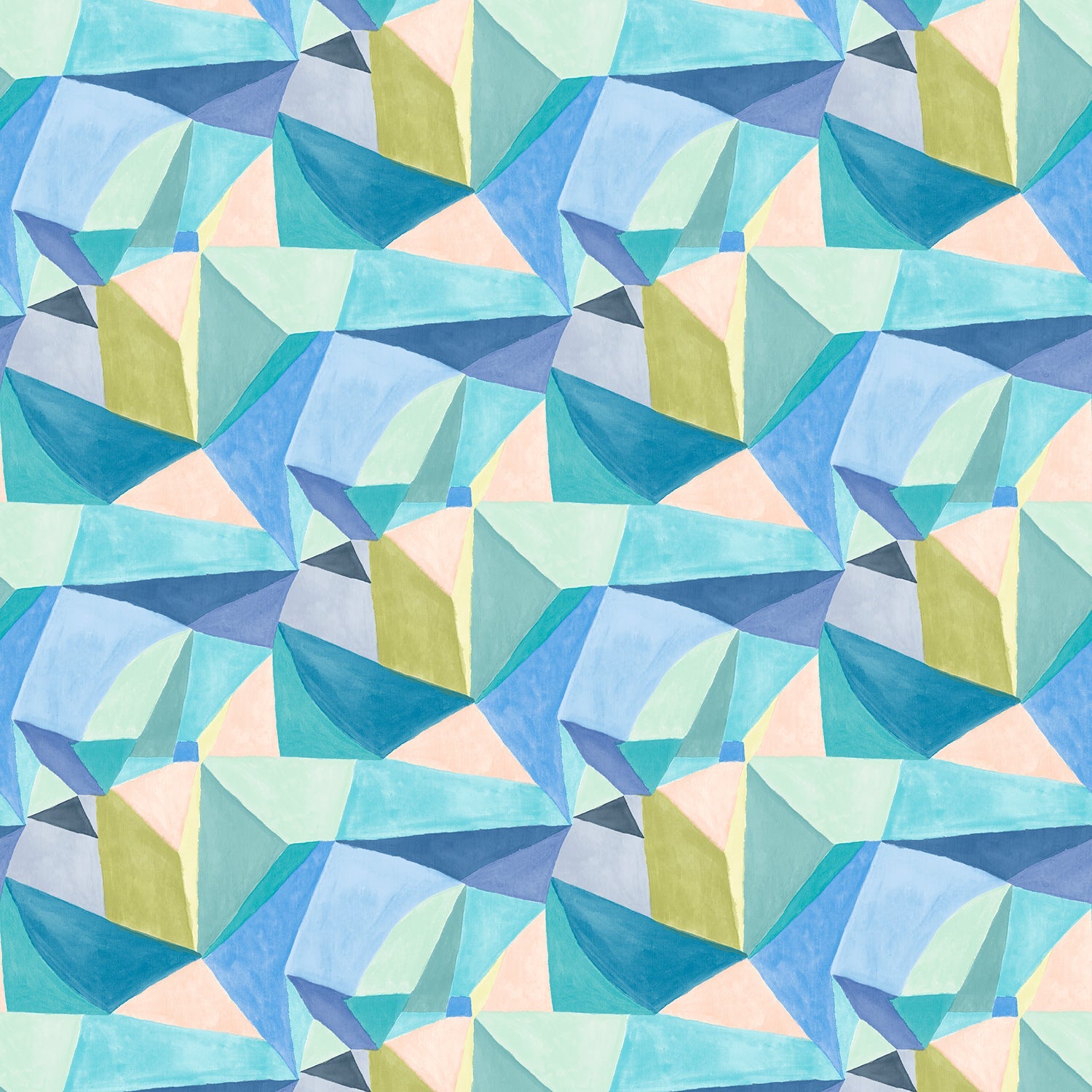 Velvet fabric with a contemporary blue geometric design with a stain resistant finish