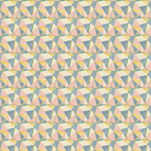Pastel coloured velvet fabric with a modern geometric design and a stain resistant finish