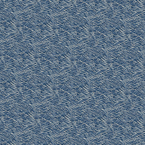 Blue velvet fabric with a modern abstract design and stain resistant finish