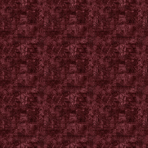 Dark red velvet fabric with a carpet design and stain resistant finish