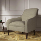 Chair covered in a woven fabric in a herringbone design in Mushroom