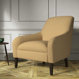 Chair covered in a woven fabric in a herringbone design in Marigold