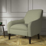 Chair covered in a woven fabric in a herringbone design in Fern