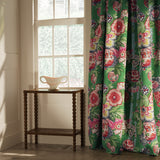 Curtain in a lively, large scale floral linen fabric