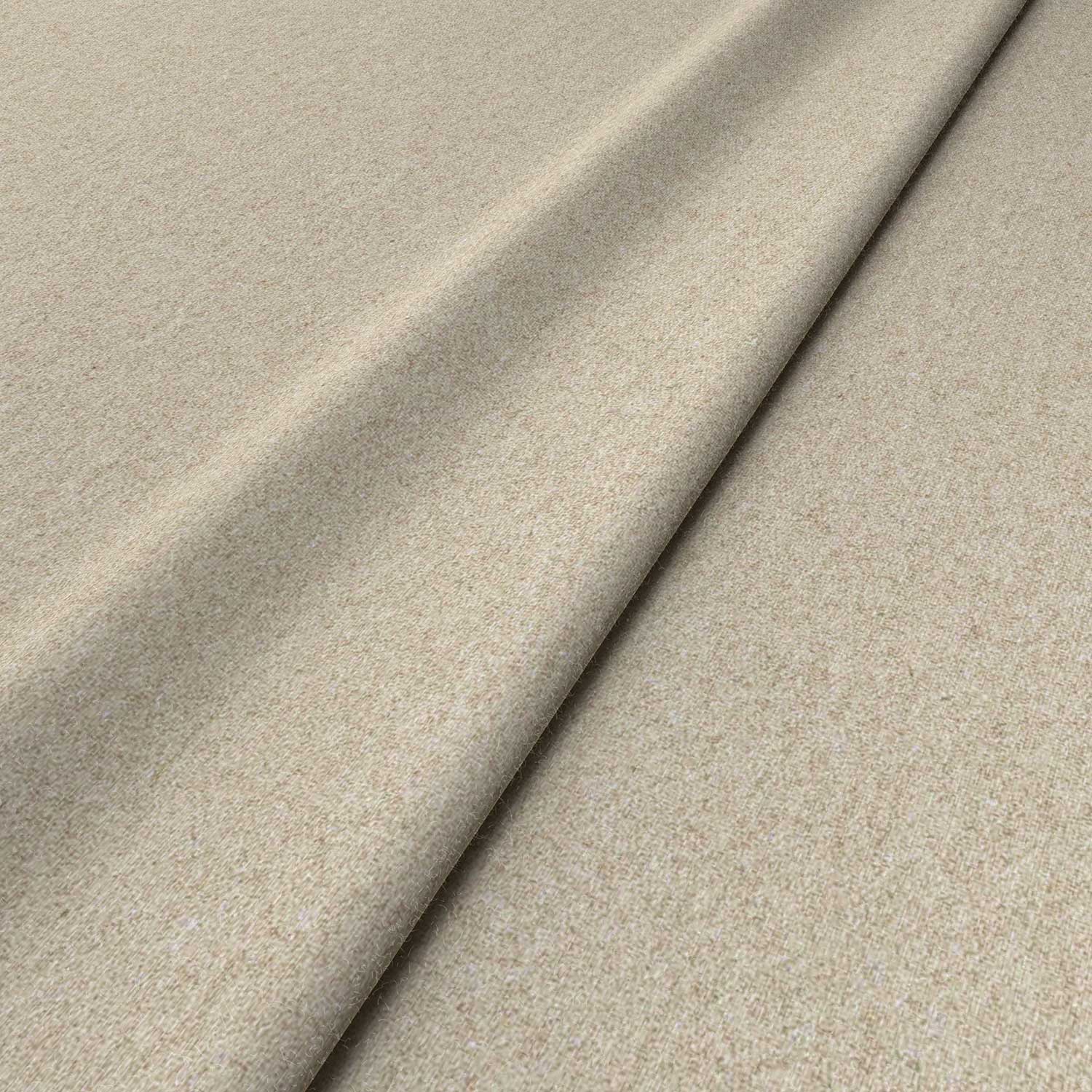 Sample of a cream woven fabric in recycled wool.
