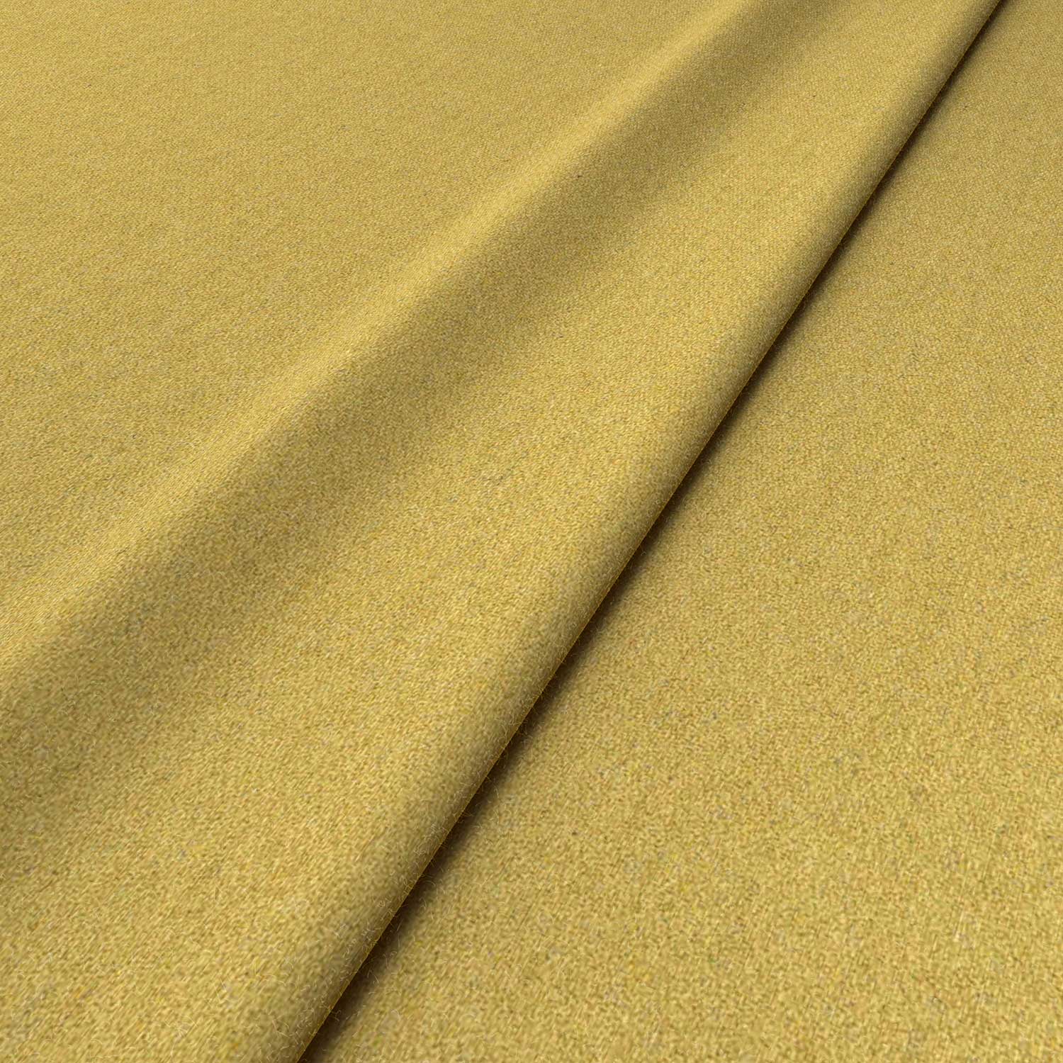 Sample of a yellow woven fabric in recycled wool.