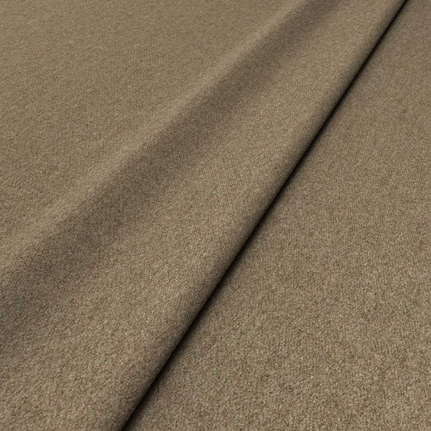 Sample of a brown woven fabric in recycled wool.