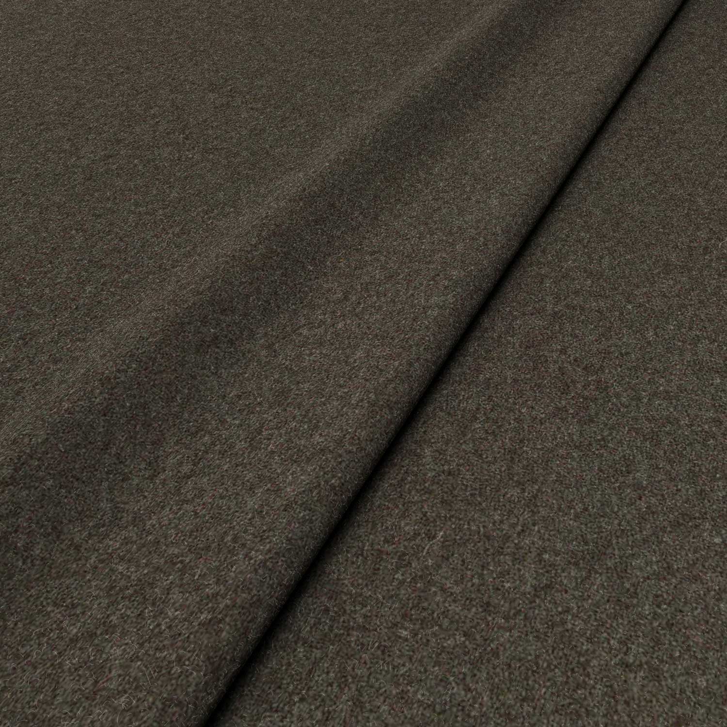 Fabric swatch of a plain dark brown wool fabric for curtains and upholstery
