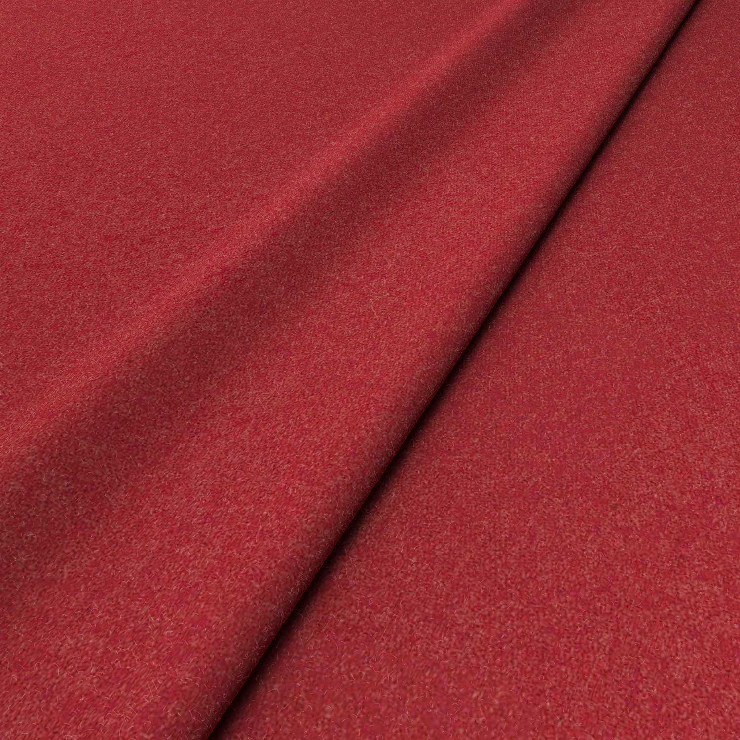 Sample of a red woven fabric in recycled wool.