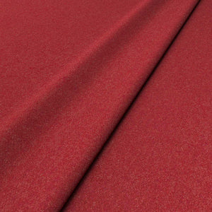Sample of a red woven fabric in recycled wool.