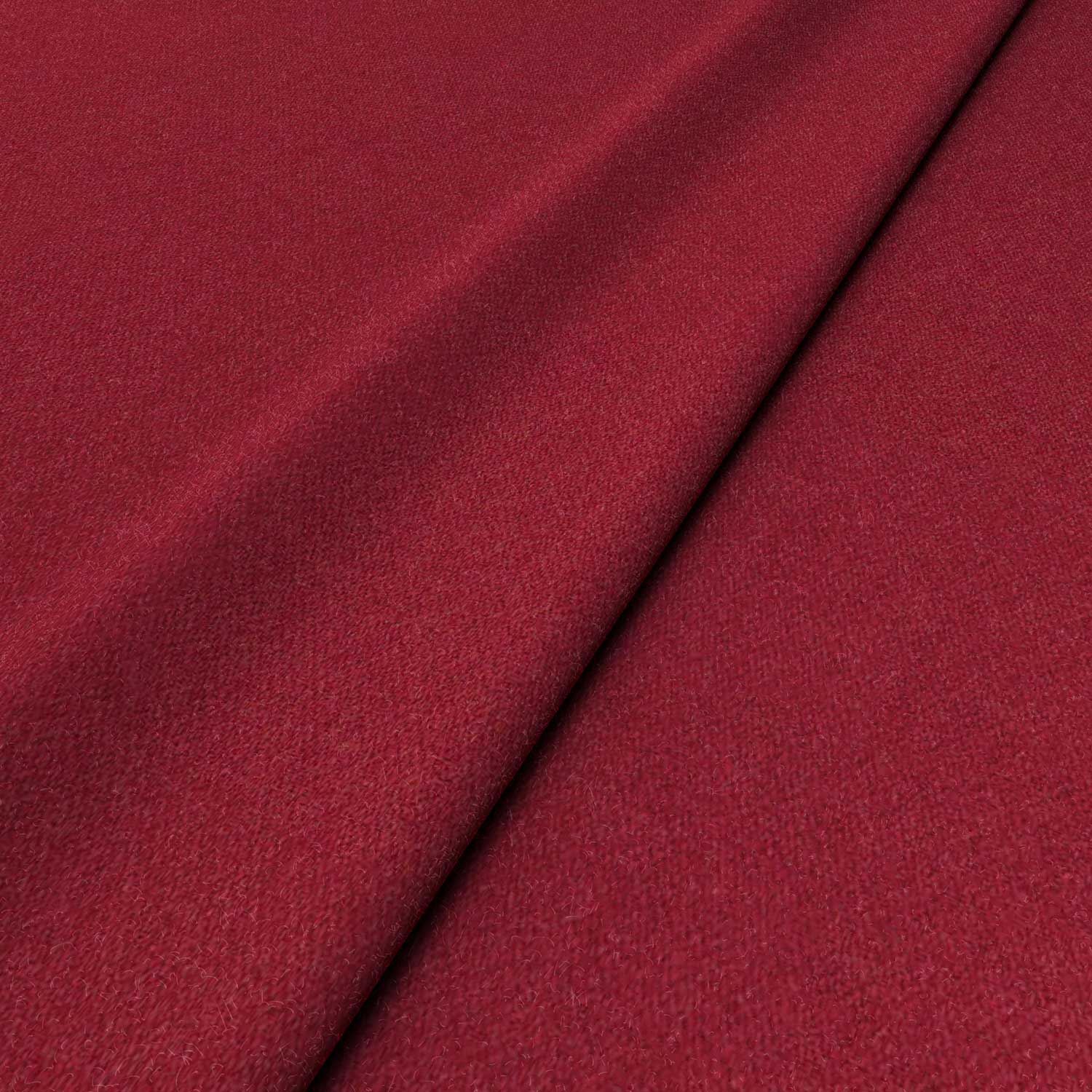 Sample of a red woven fabric in recycled wool.